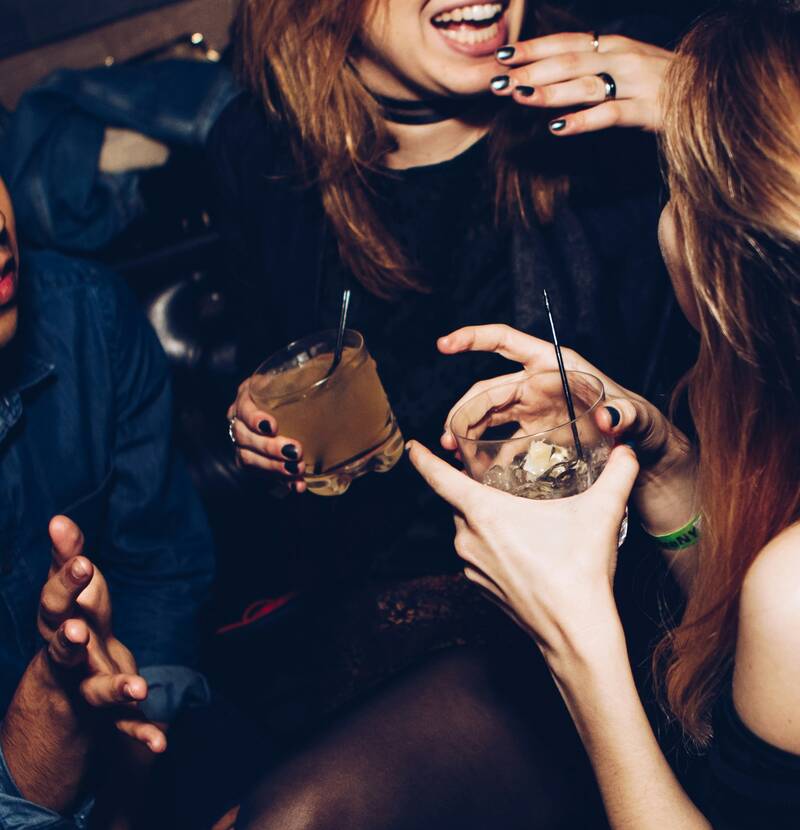 Closeup of drinks at the club